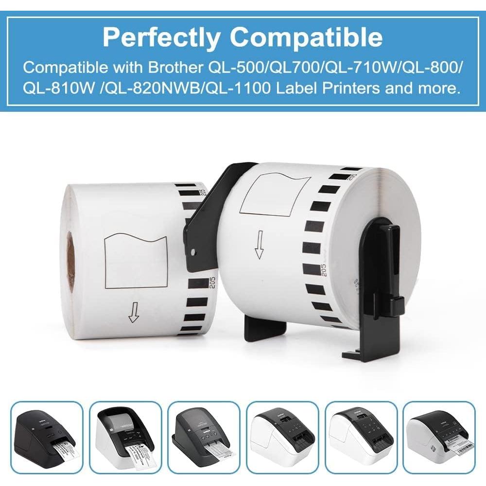 Etiquetas continuas MarkDomain DK-4205, 5 Rollos 62mm x 30.48m