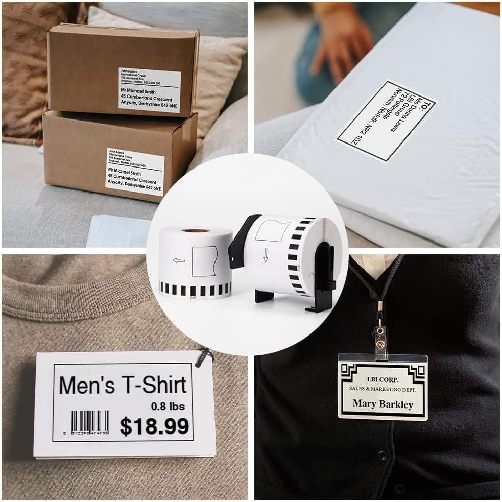 Etiquetas continuas MarkDomain DK-4205, 5 Rollos 62mm x 30.48m