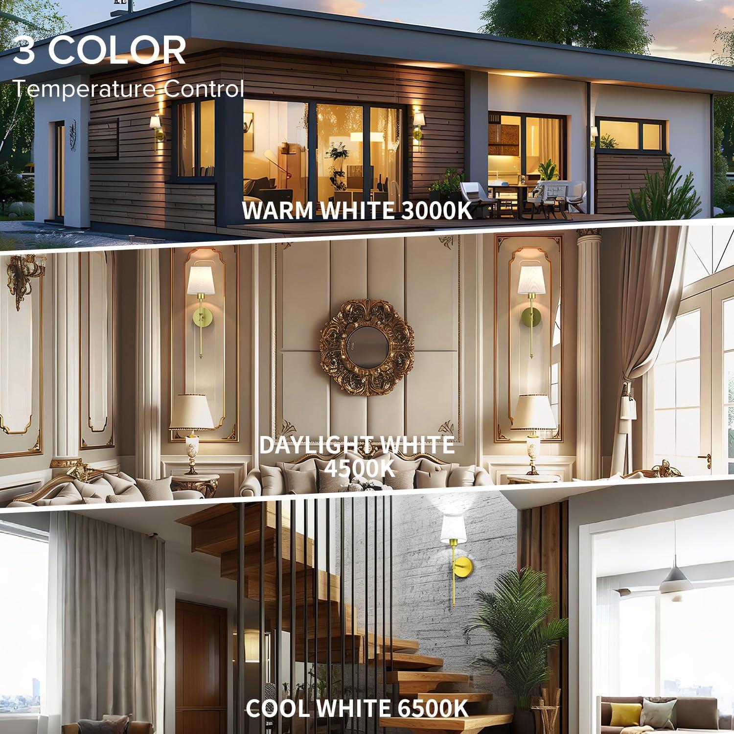 Aplique de Pared Inalámbrico Viyawise Dorado, Juego de 2 Luces