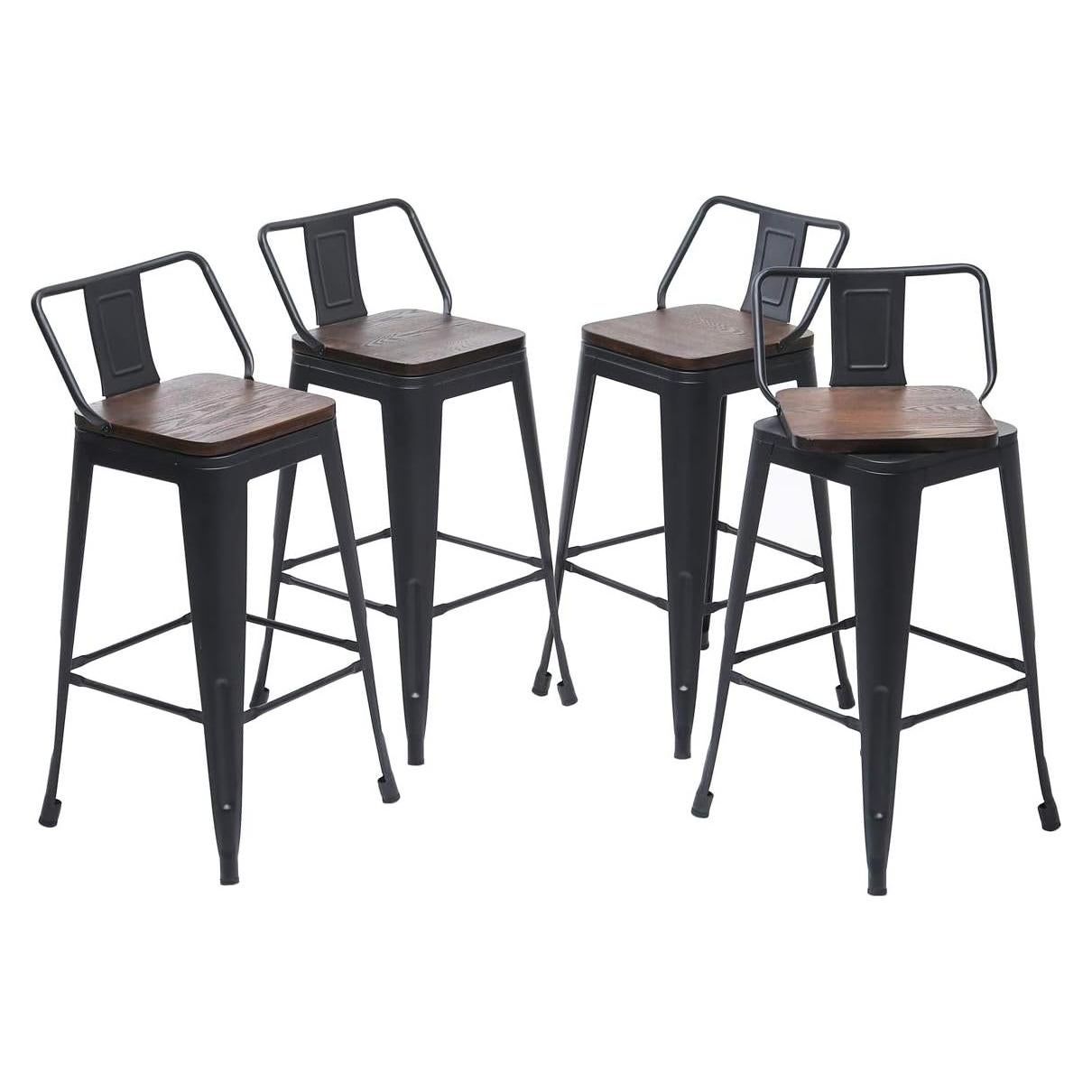 Sillas de Bar Giratorias Yongqiang Juego de 4 Metal y Madera