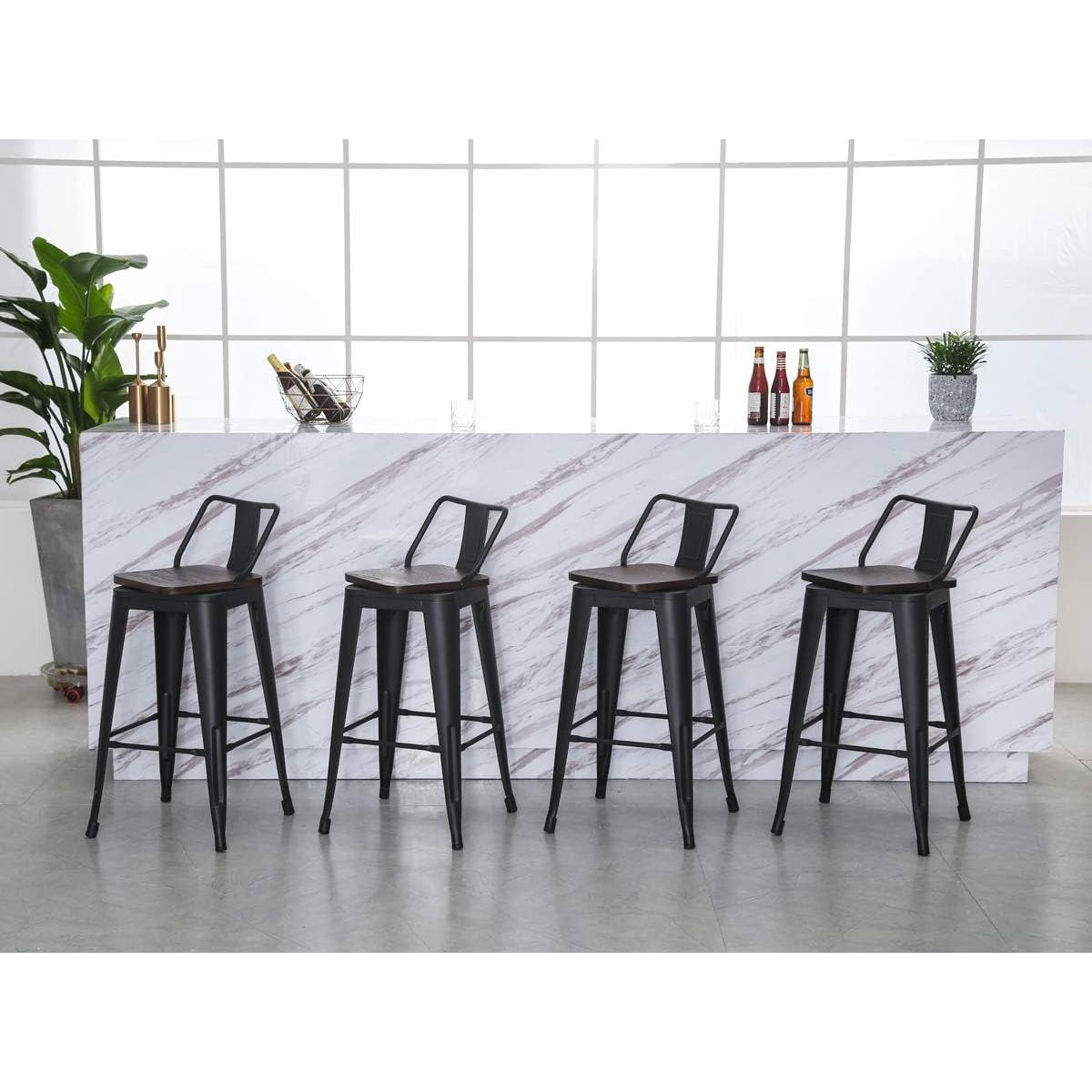 Sillas de Bar Giratorias Yongqiang Juego de 4 Metal y Madera