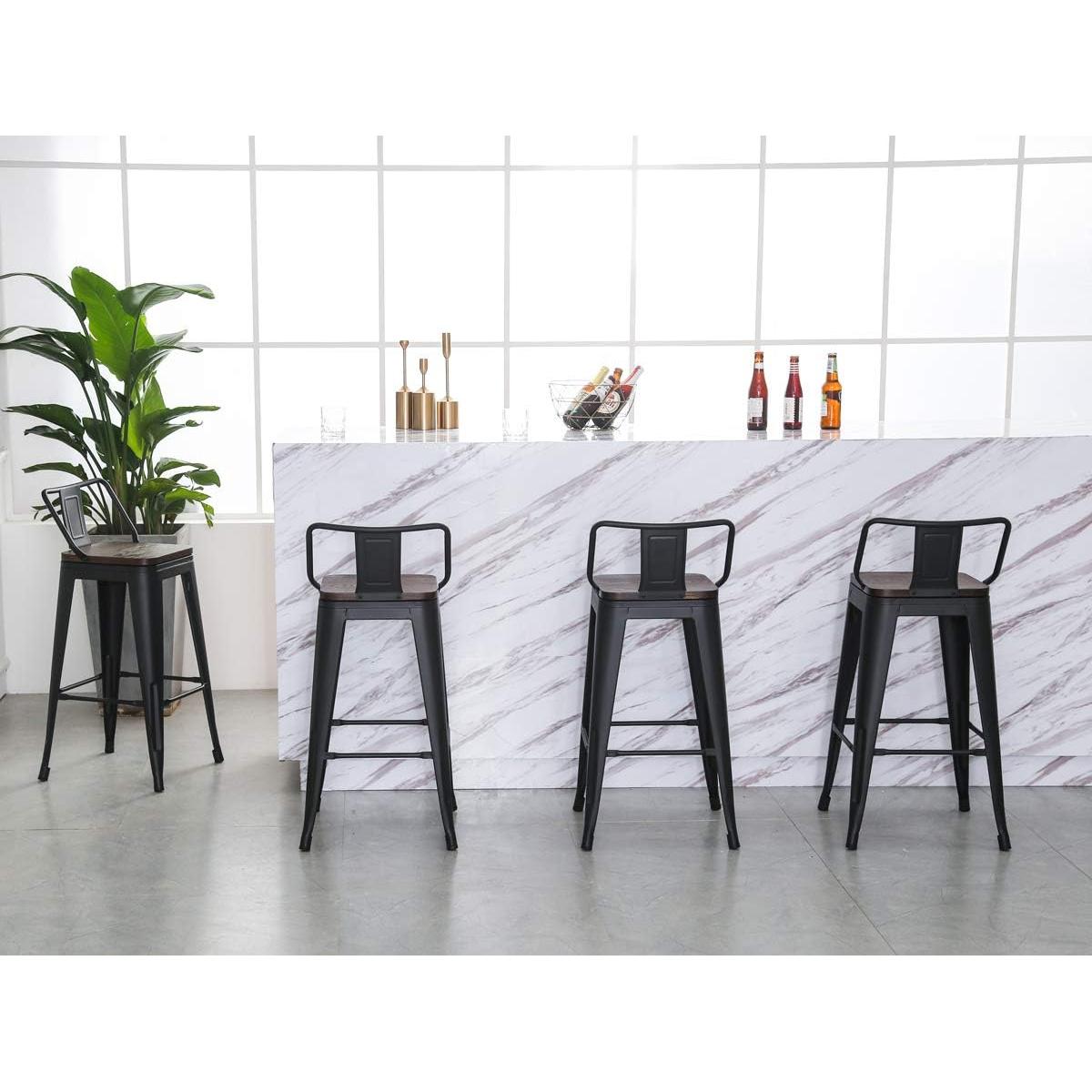 Sillas de Bar Giratorias Yongqiang Juego de 4 Metal y Madera