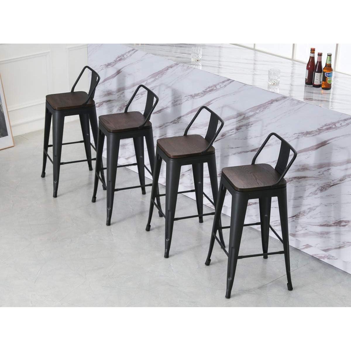 Sillas de Bar Giratorias Yongqiang Juego de 4 Metal y Madera