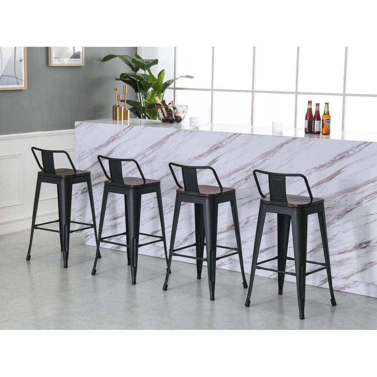 Sillas de Bar Giratorias Yongqiang Juego de 4 Metal y Madera