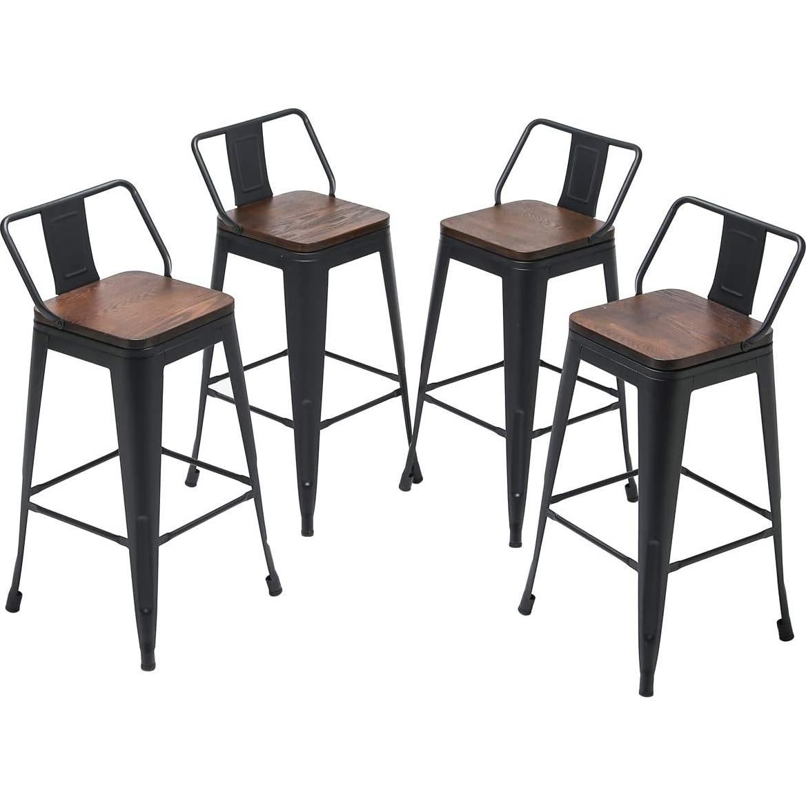 Sillas de Bar Giratorias Yongqiang Juego de 4 Metal y Madera