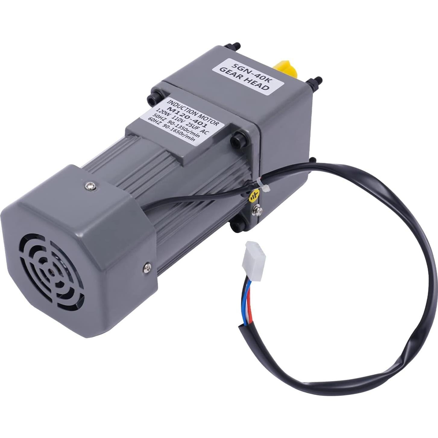 Electric Gear Motor 110V 120W 40K Electric Single-Phase 21 Nm High Torque AC Gear Reducer Motor with Speed Controller 90-1650 RPM Adjustable Speed Gear Reduction Electric Motor