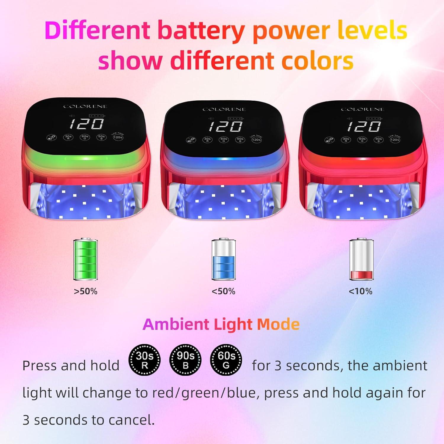 Lámpara de Uñas UV LED COLORENE U01PRO 60W Inalámbrica