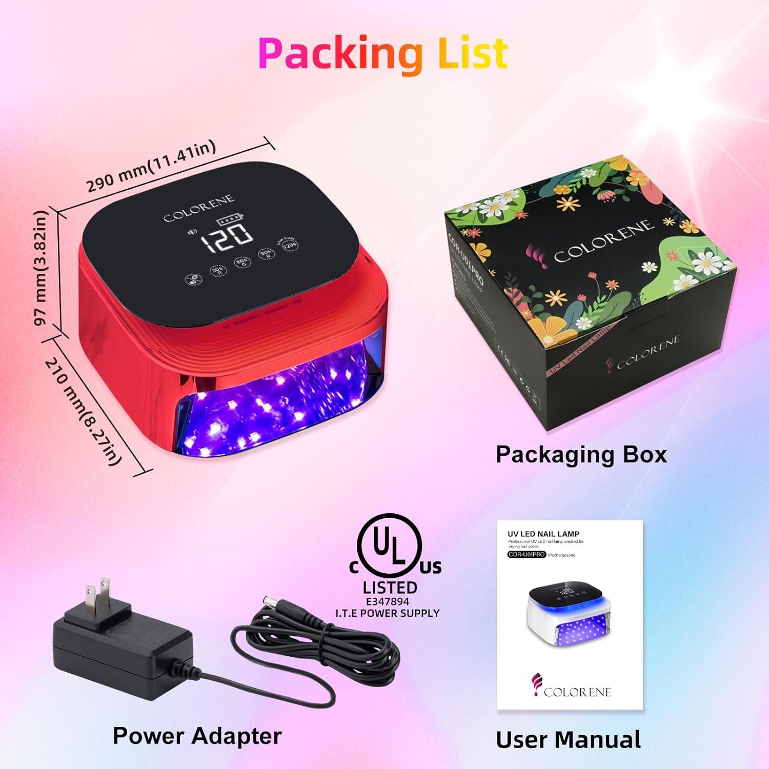 Lámpara de Uñas UV LED COLORENE U01PRO 60W Inalámbrica