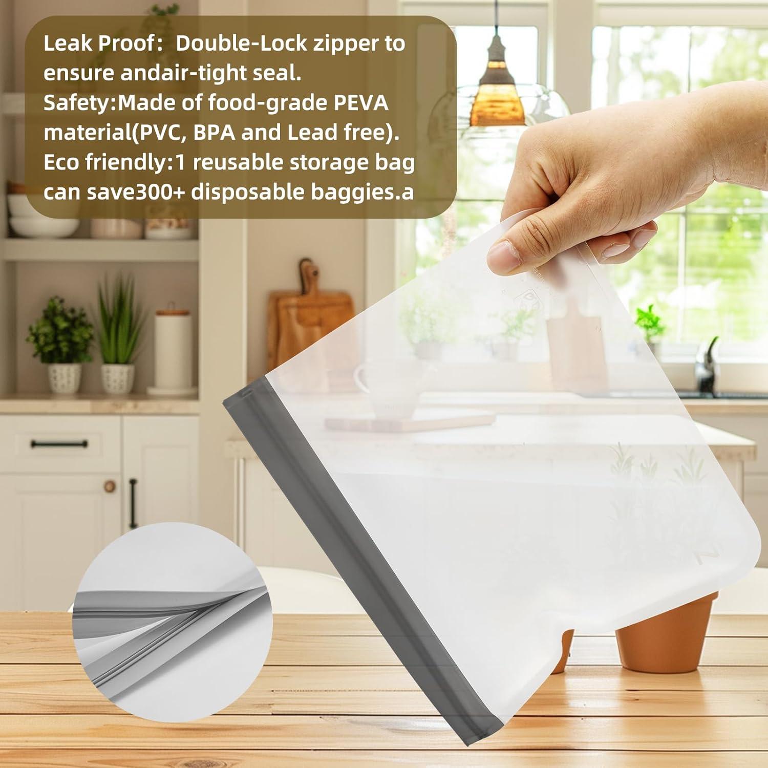 Paquete de 10 Bolsas Reutilizables ZipVorb - A Prueba de Fugas