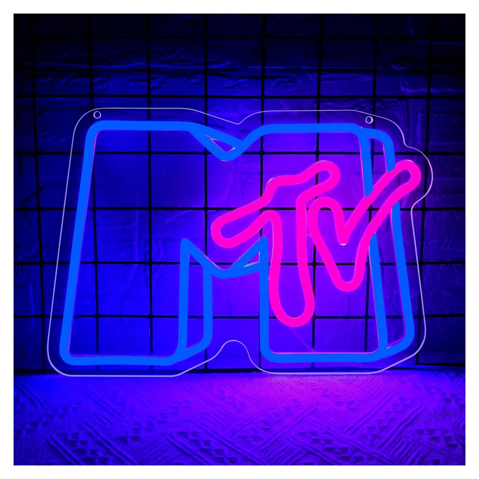 Luz de Neón Musical LED DYUAI 35x24.5 cm Azul y Rojo