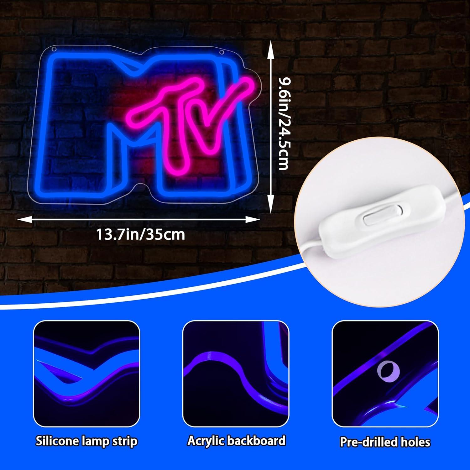 Luz de Neón Musical LED DYUAI 35x24.5 cm Azul y Rojo