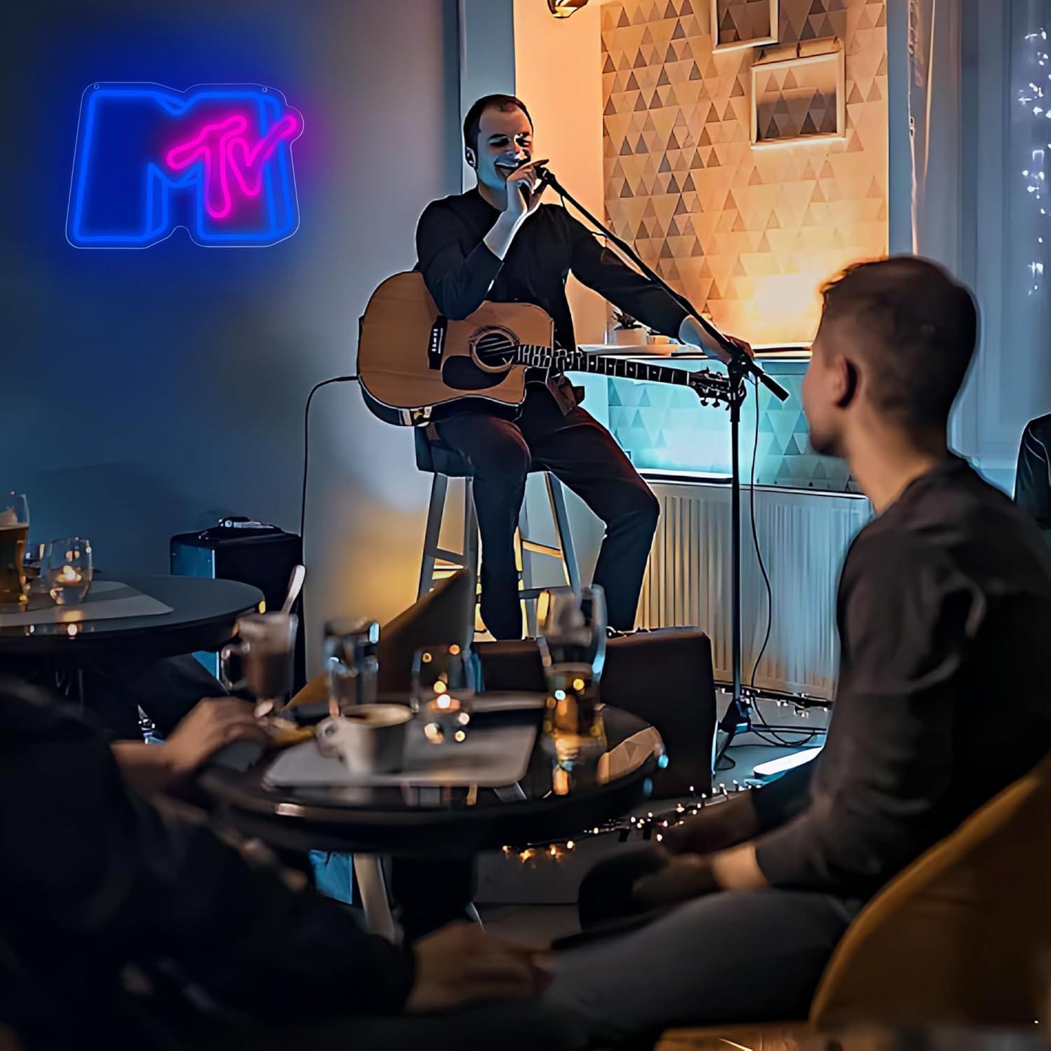 Luz de Neón Musical LED DYUAI 35x24.5 cm Azul y Rojo