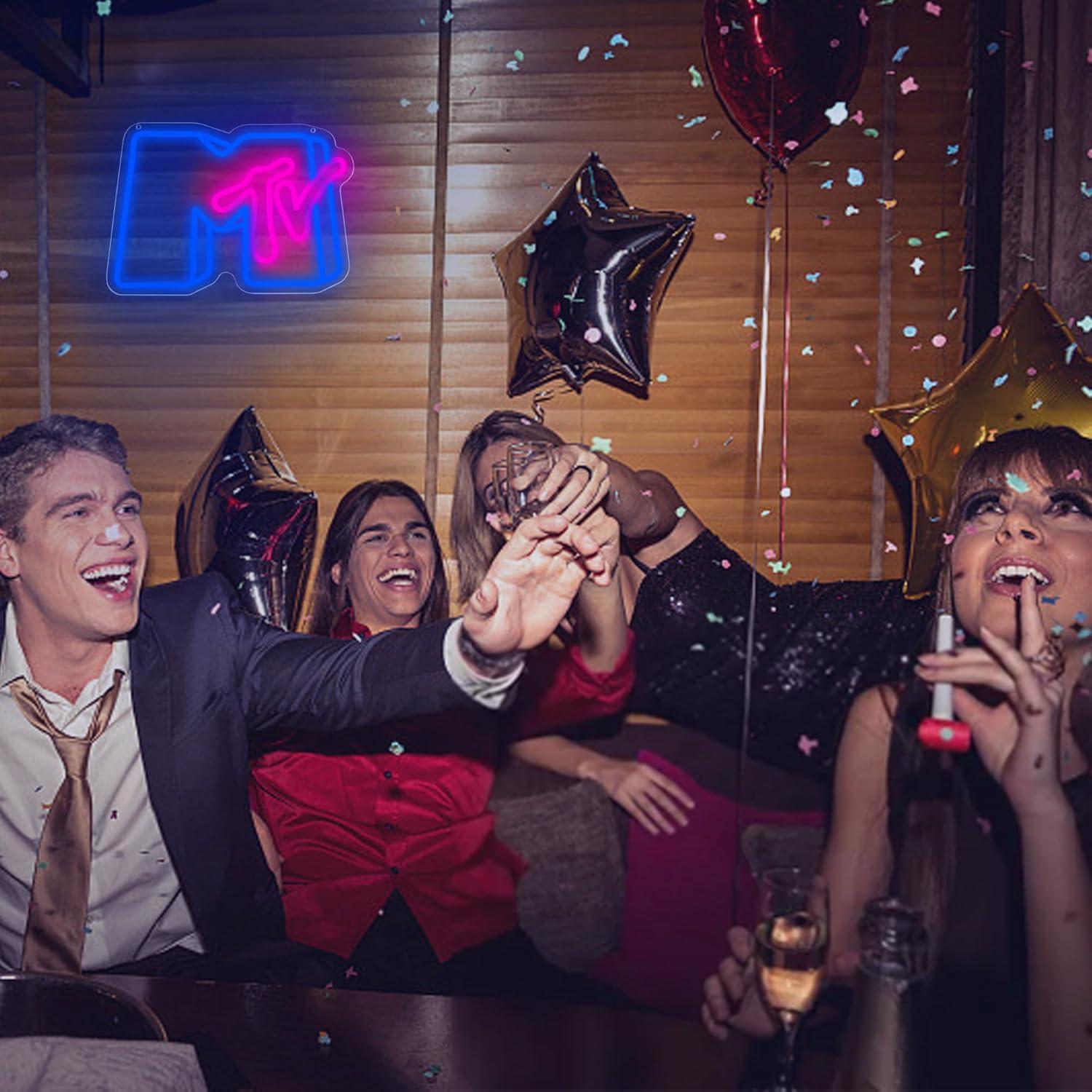 Luz de Neón Musical LED DYUAI 35x24.5 cm Azul y Rojo