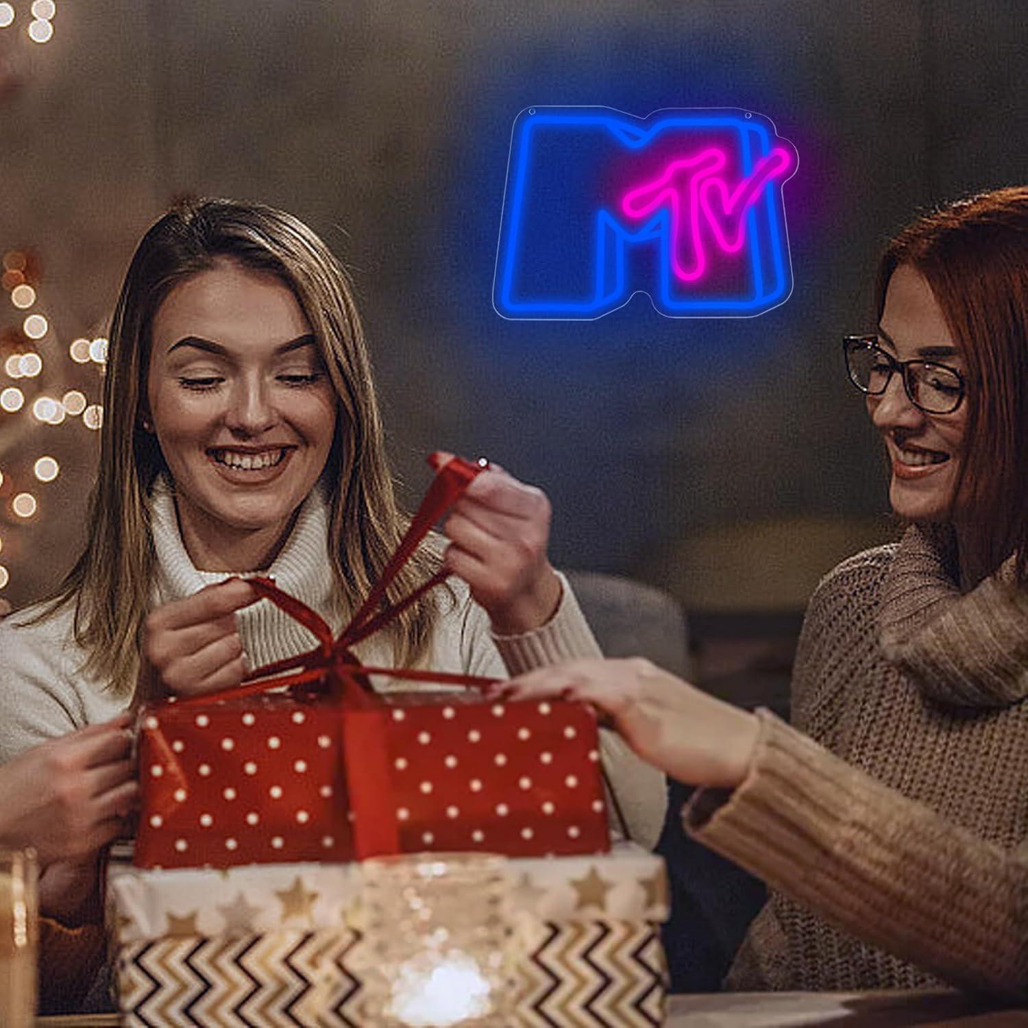 Luz de Neón Musical LED DYUAI 35x24.5 cm Azul y Rojo