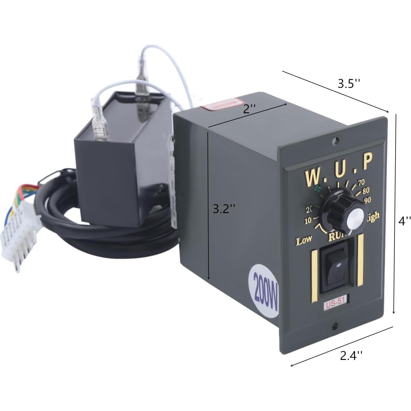 Electric Gear Motor 110V 200W 30K Electric Single-Phase 36 Nm High Torque AC Gear Reducer Motor with Speed Controller 45 RPM Adjustable Speed Gear Reduction Electric Motor