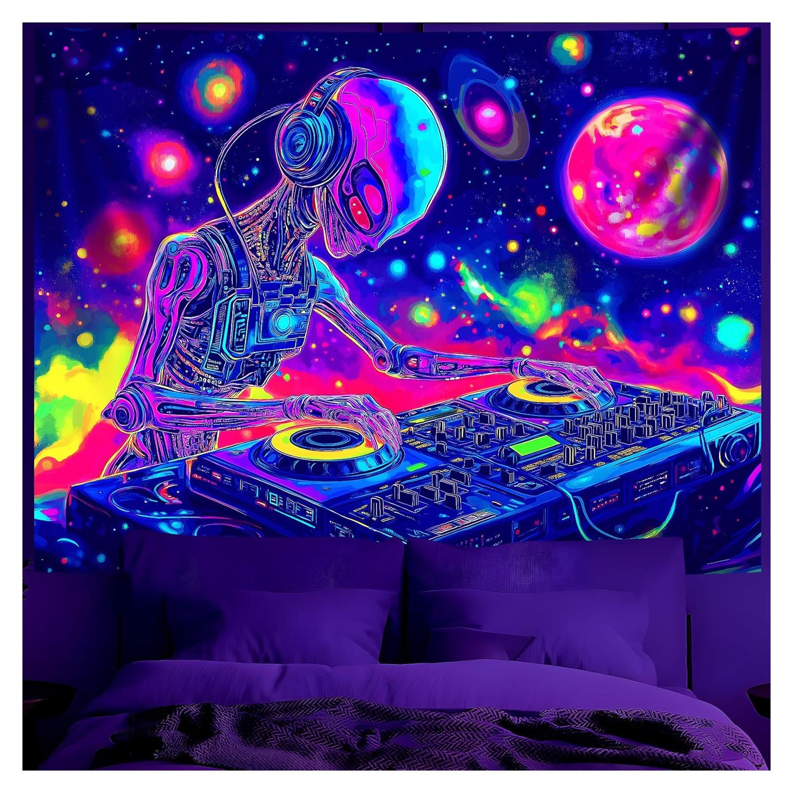 Tapiz de Pared BVBOX Astronauta 200x150 cm Brilla en la Oscuridad
