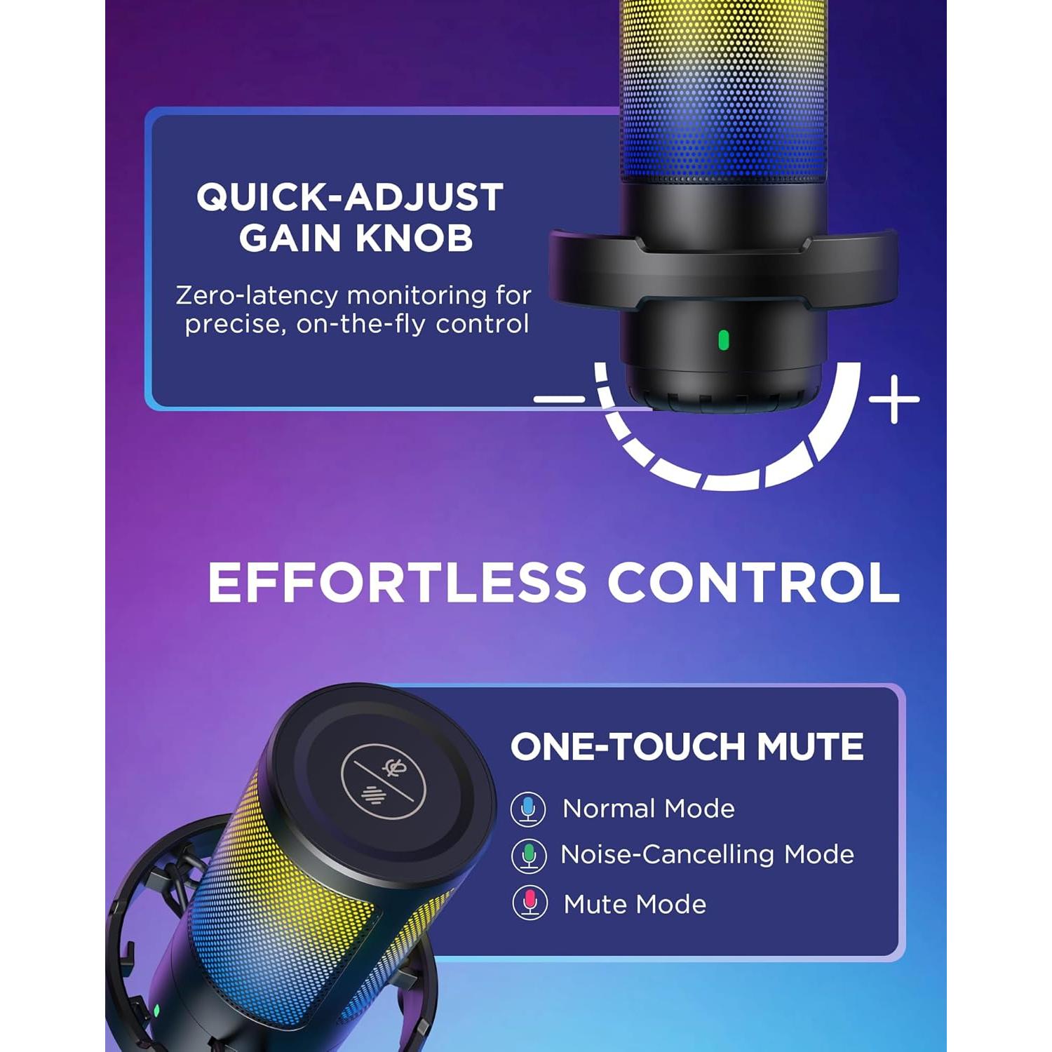 Micrófono USB InnoGear CM38X para Gaming con RGB y Soporte