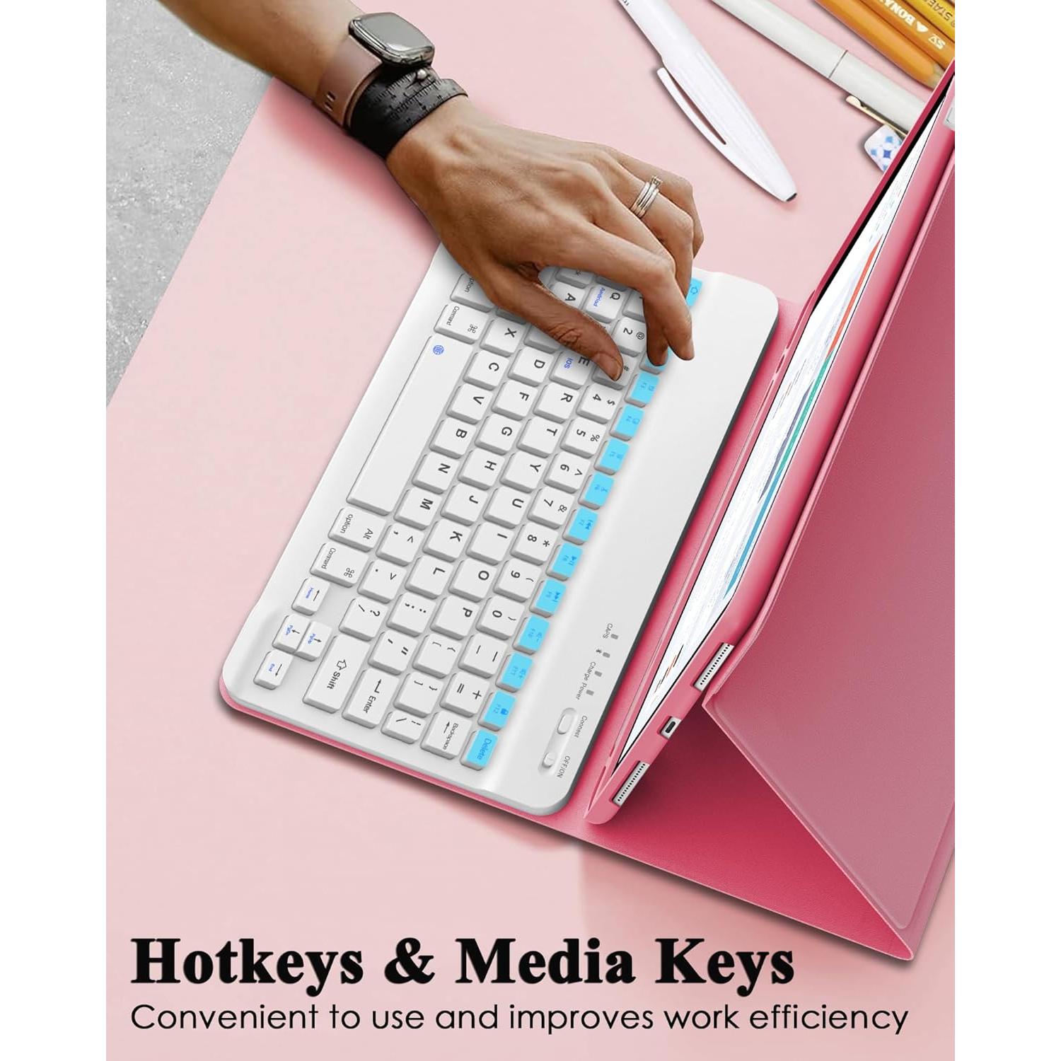 Funda Teclado Bluetooth AMOUOGOEY para iPad Air 13 y Pro 12.9 Rojo