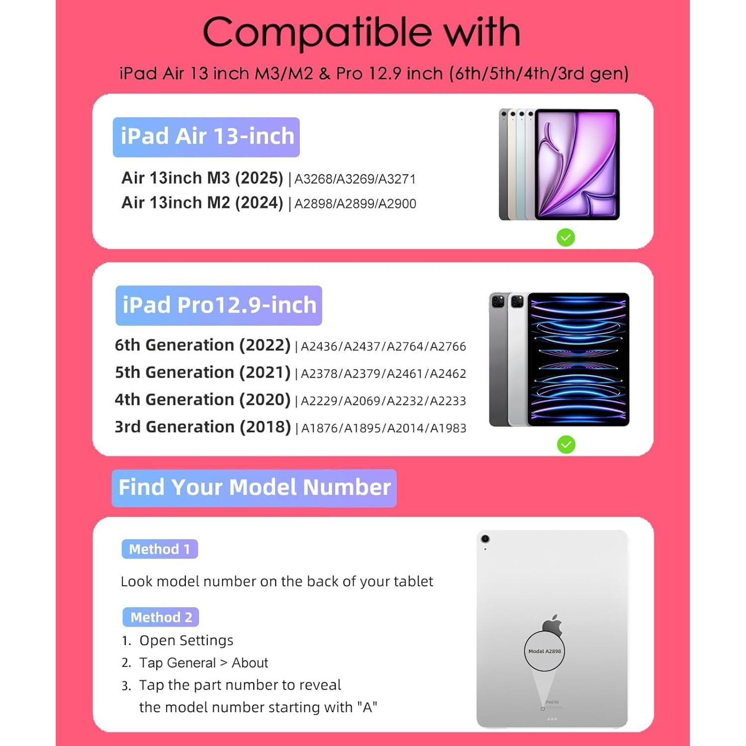 Funda Teclado Bluetooth AMOUOGOEY para iPad Air 13 y Pro 12.9 Rojo