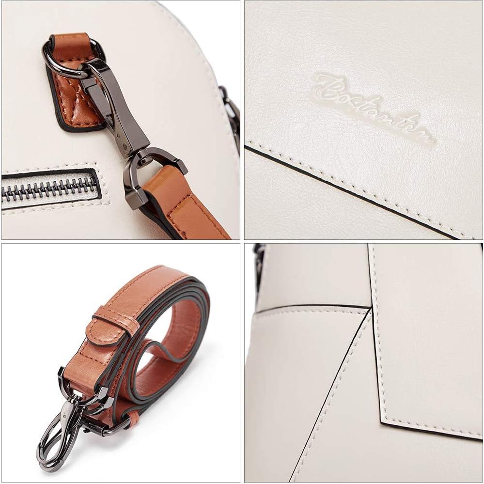 Maletín de Cuero BOSTANTEN para Mujeres 15.6" Beige y Marrón