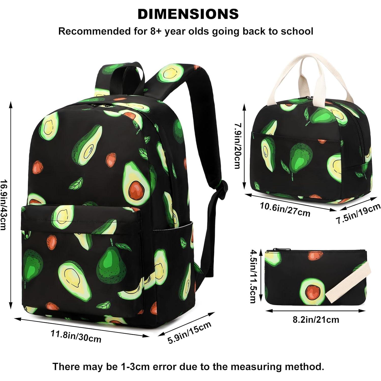 Mochila Escolar para Niñas Dezcrab 3 en 1 con Almuerzo y Estuche