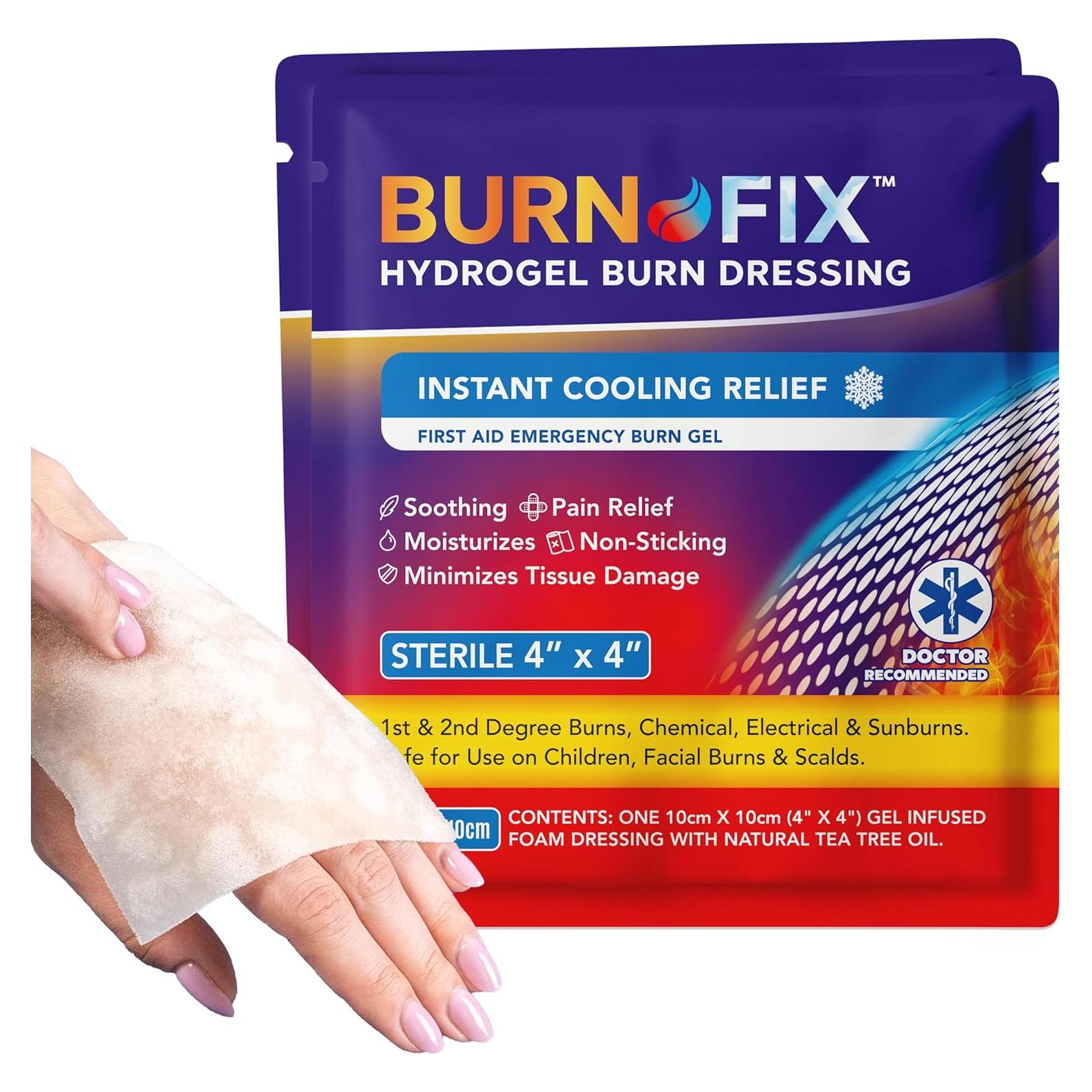 BurnFix Vendajes Hidrogel para Quemaduras 2-Pack 10.16x10.16 cm