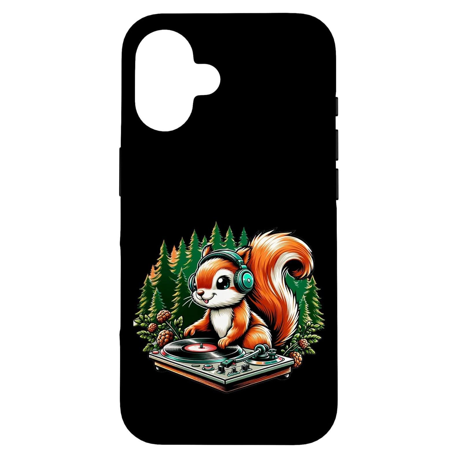 Funda Protectora Ardilla DJ para iPhone 16 - Resistente y Divertida