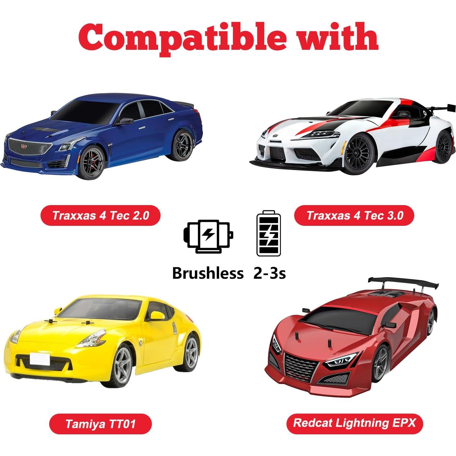 HobbyPark 2.55" Tall 12mm Hex PreGlued 1/10 RC Touring Car Wheels and Tires Set 1.02" 26mm Wide Soft Rubber for Tamiya HPI Traxxas Redcat Kyosho Brushless Motor 2S 3S Lipo (Style 1)