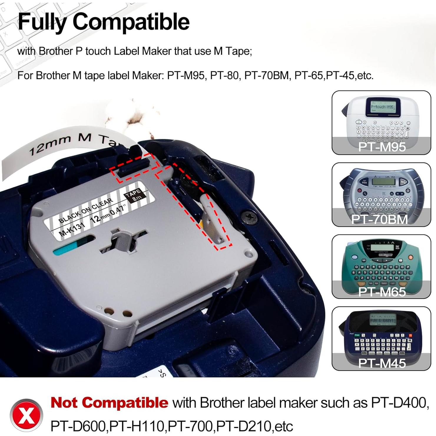 Cinta de Etiqueta Transparente BOYEEZON MK131 12mm Paquete de 4