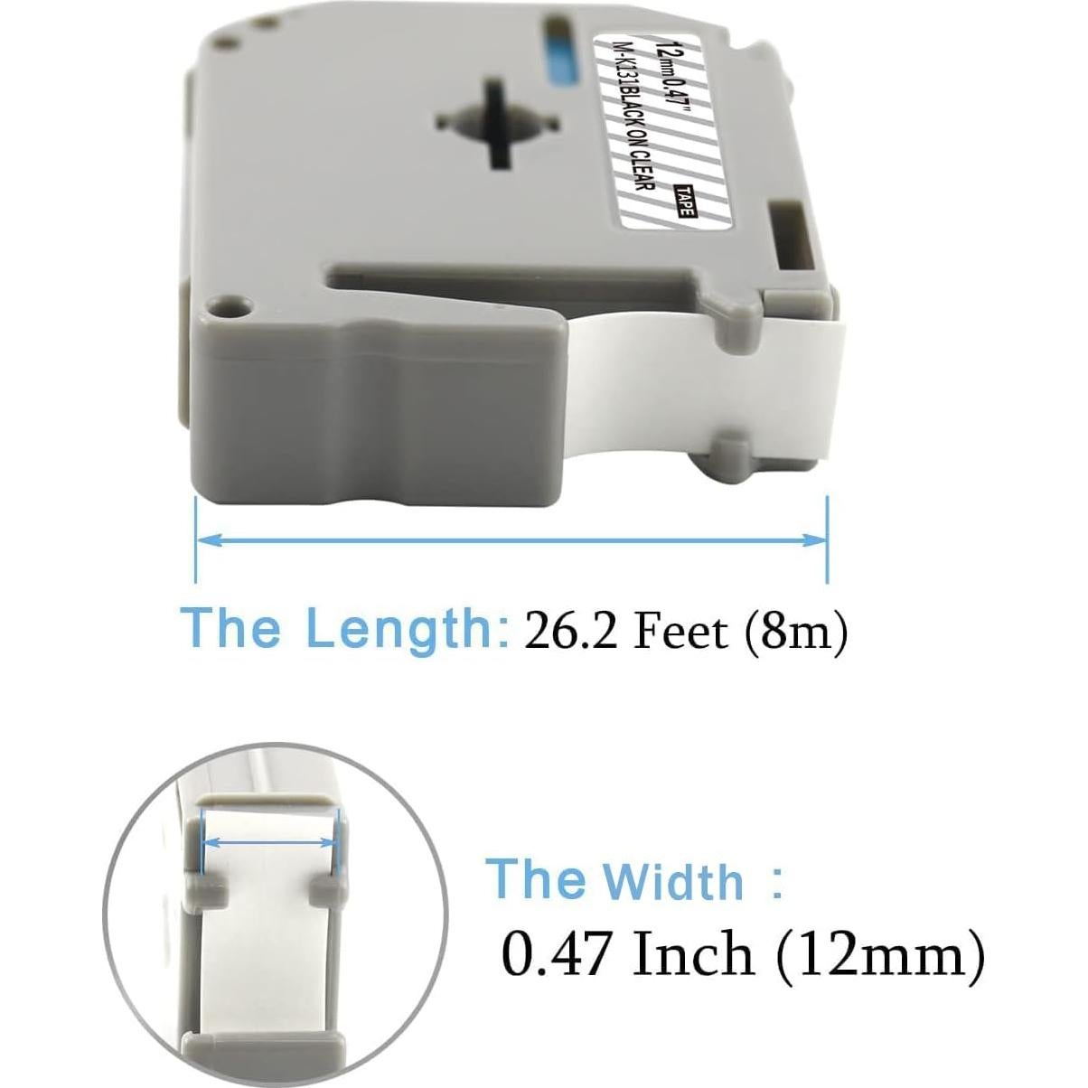Cinta de Etiqueta Transparente BOYEEZON MK131 12mm Paquete de 4