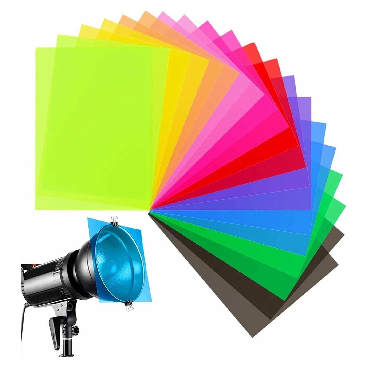 20 Filtros de Gel de Color Antfees 29.7 x 21 cm para Iluminación