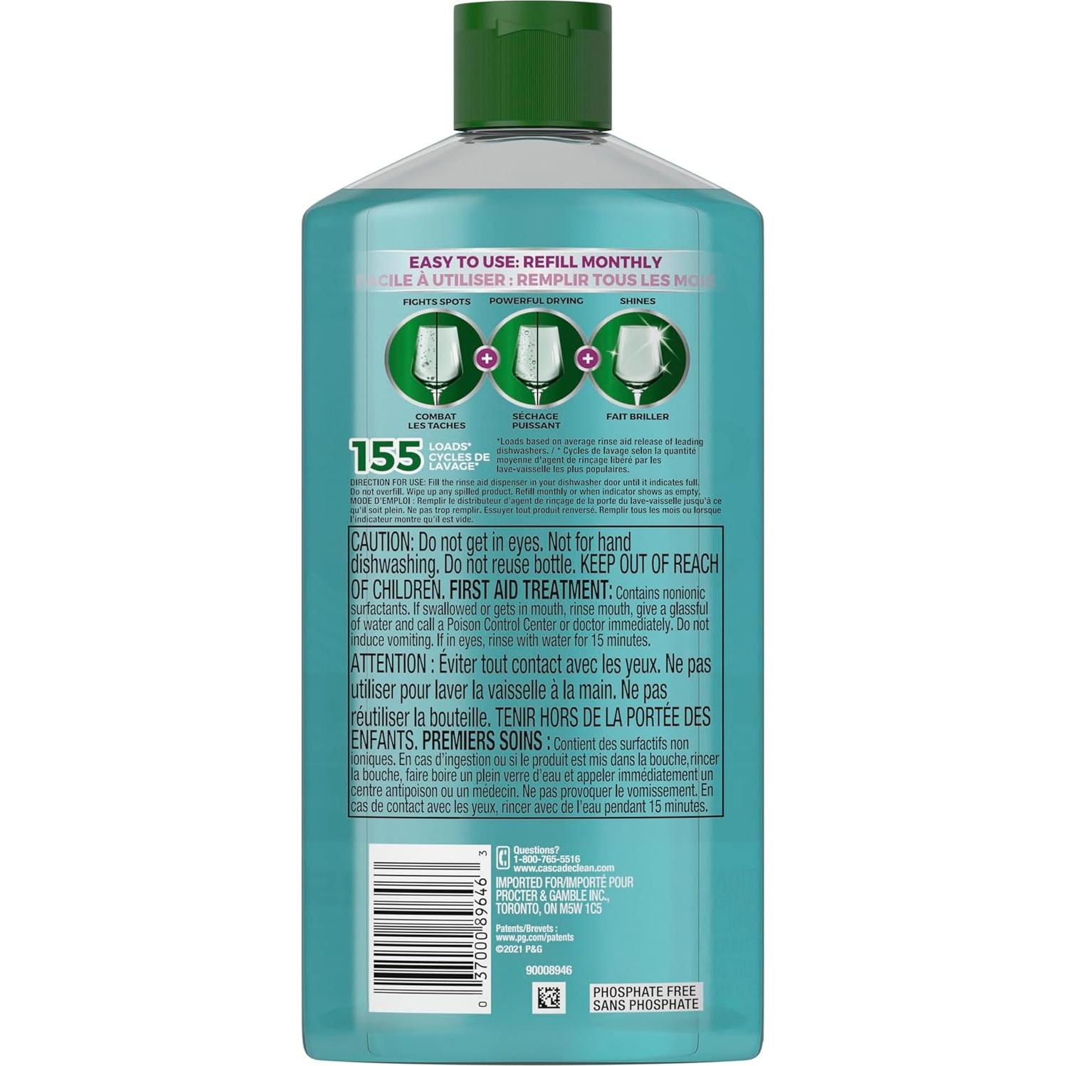 Cascade Power Dry Aid Enjuague para Lavavajillas 473 ml