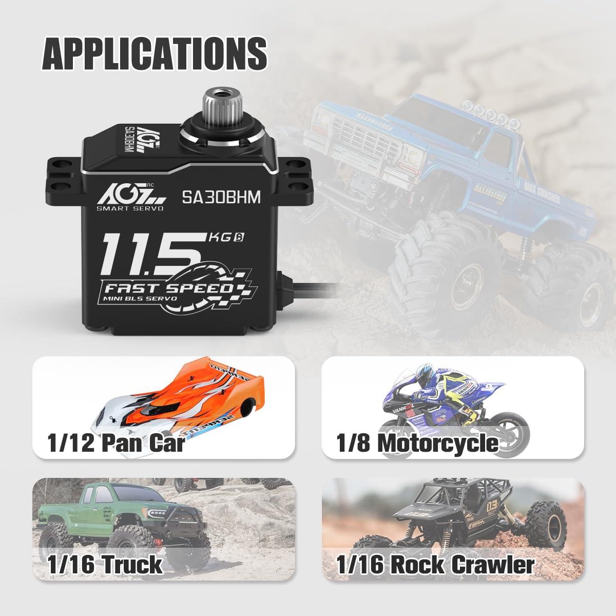 Servo Digital AGF-RC 11.5KG Mini Motor Brushless 29x14mm