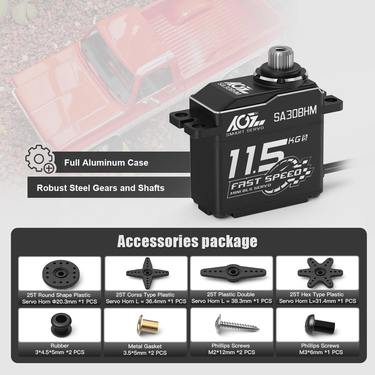 Servo Digital AGF-RC 11.5KG Mini Motor Brushless 29x14mm