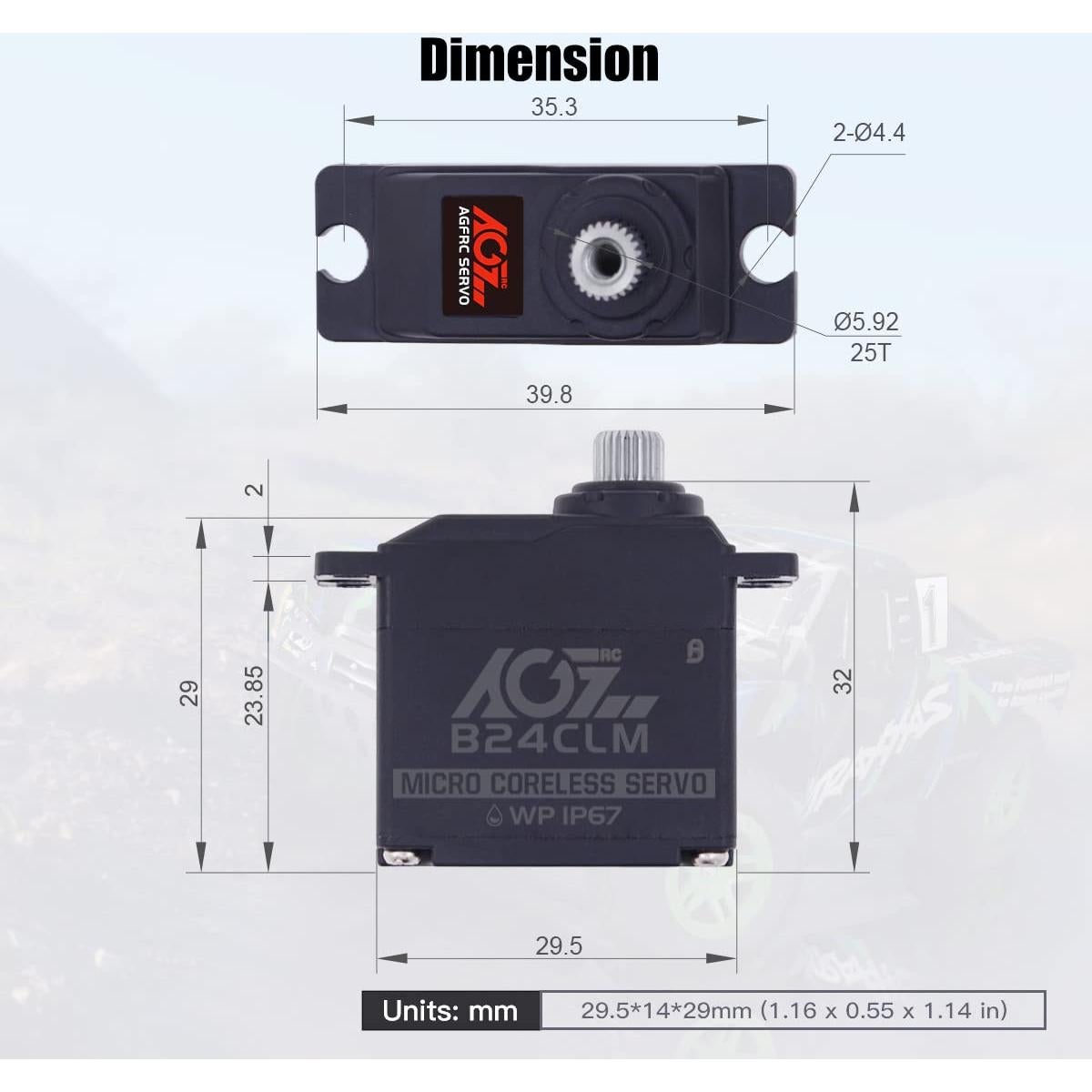 Mini Servo Digital AGFRC 6KG a Prueba de Agua 1/16