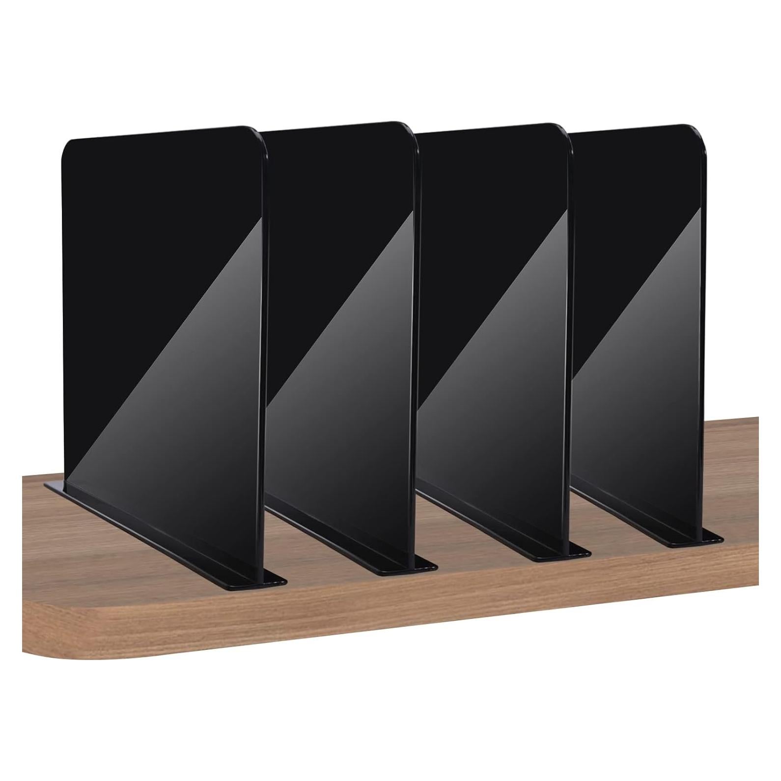 Divisores de Estante ROUFA Clear, 4 Piezas Acrílico Negro 30x28cm