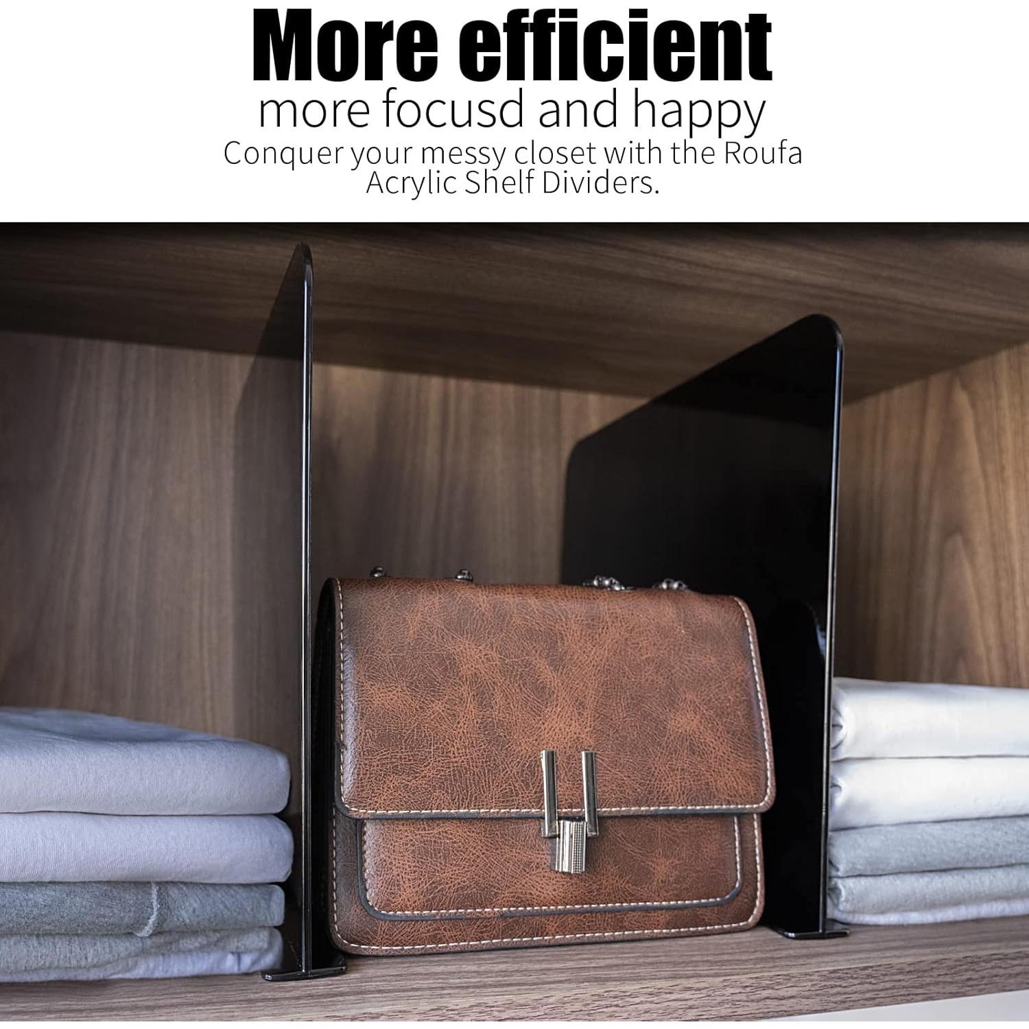 Divisores de Estante ROUFA Clear, 4 Piezas Acrílico Negro 30x28cm