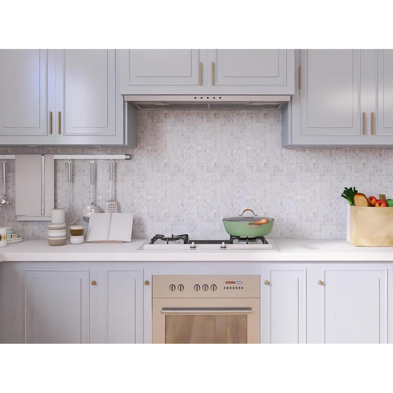 Azulejo Mosaico Concha Madreperla eazart 30x30 cm Blanco Marfil