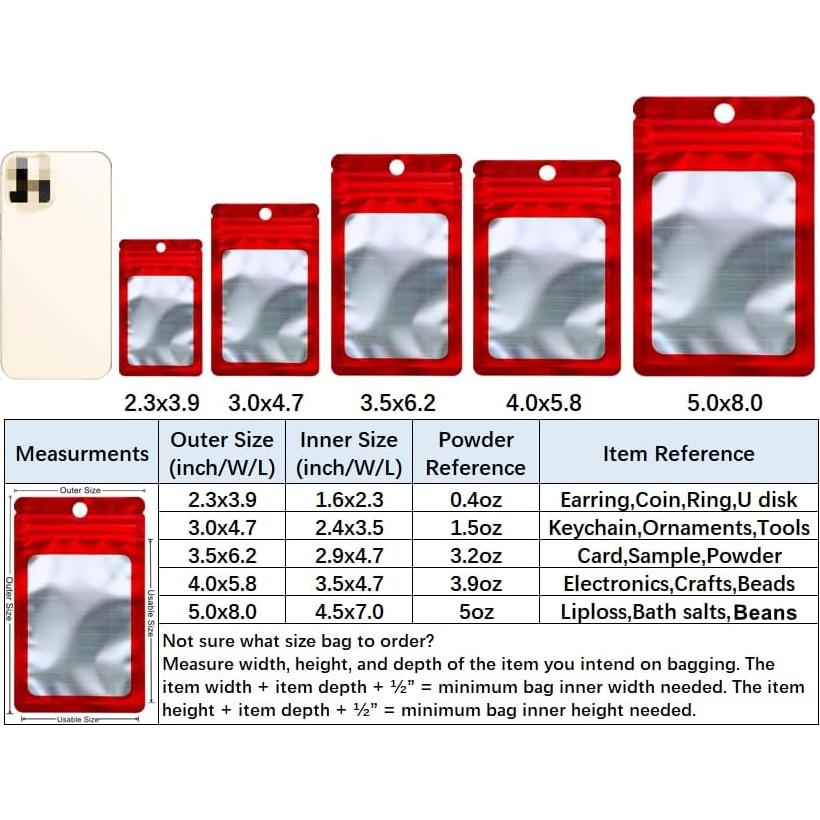 400 Bolsas Mylar Holográficas 2.3x3.9" Loveaiai para Almacenamiento