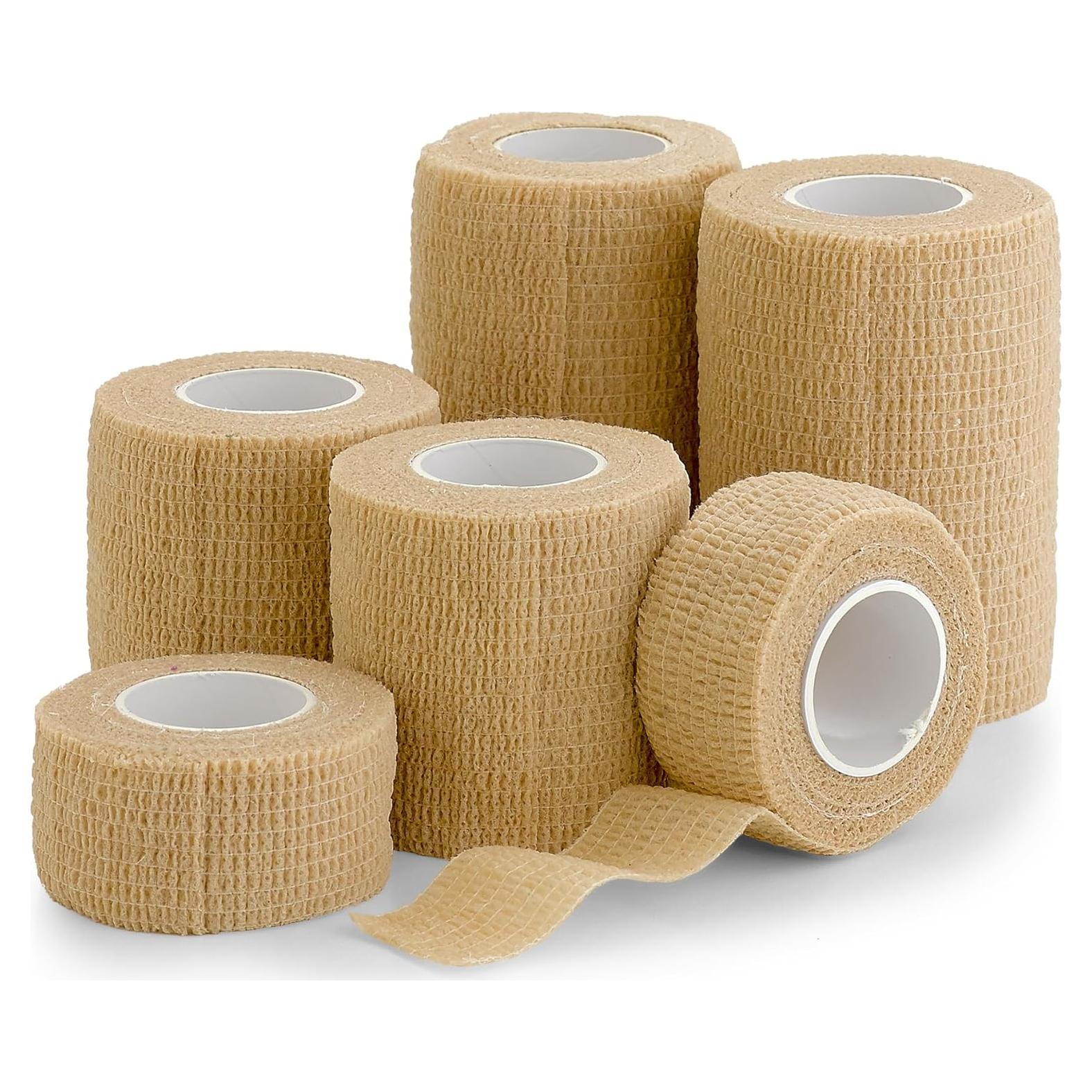 Cinta Cohesiva Autoadherente MEDca - Paquete de 6 Rollos Beige