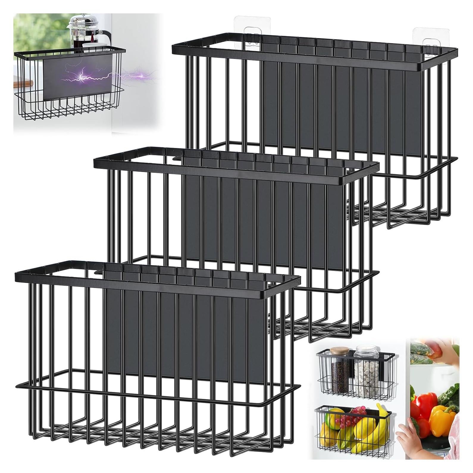 Set de 3 Organizadores Magnéticos Menkxi para Refrigerador Negro