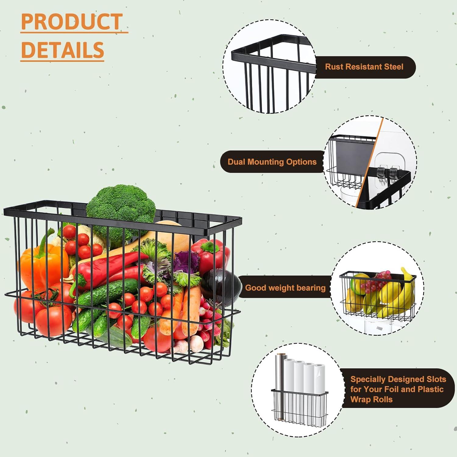 Set de 3 Organizadores Magnéticos Menkxi para Refrigerador Negro