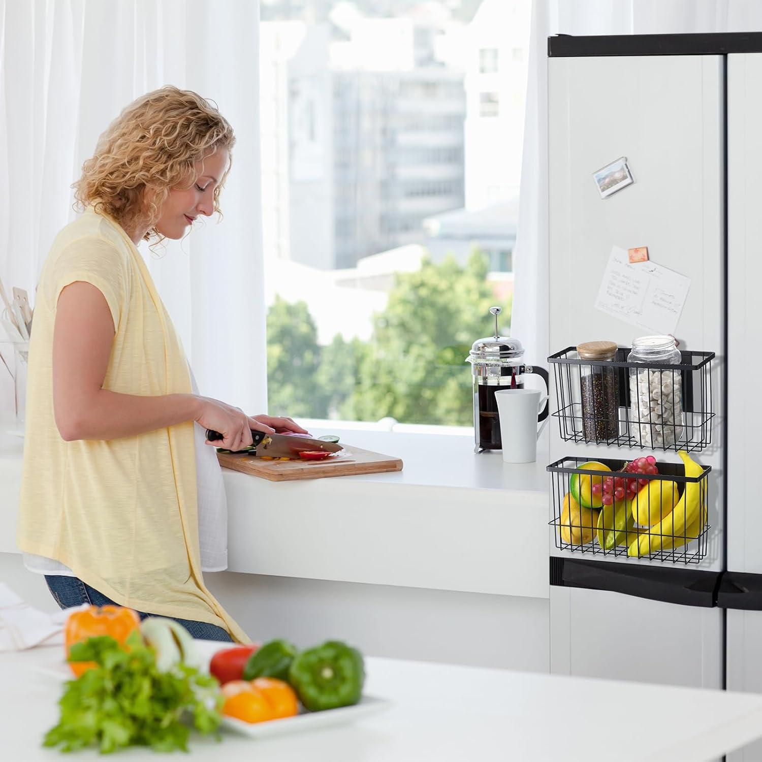 Set de 3 Organizadores Magnéticos Menkxi para Refrigerador Negro