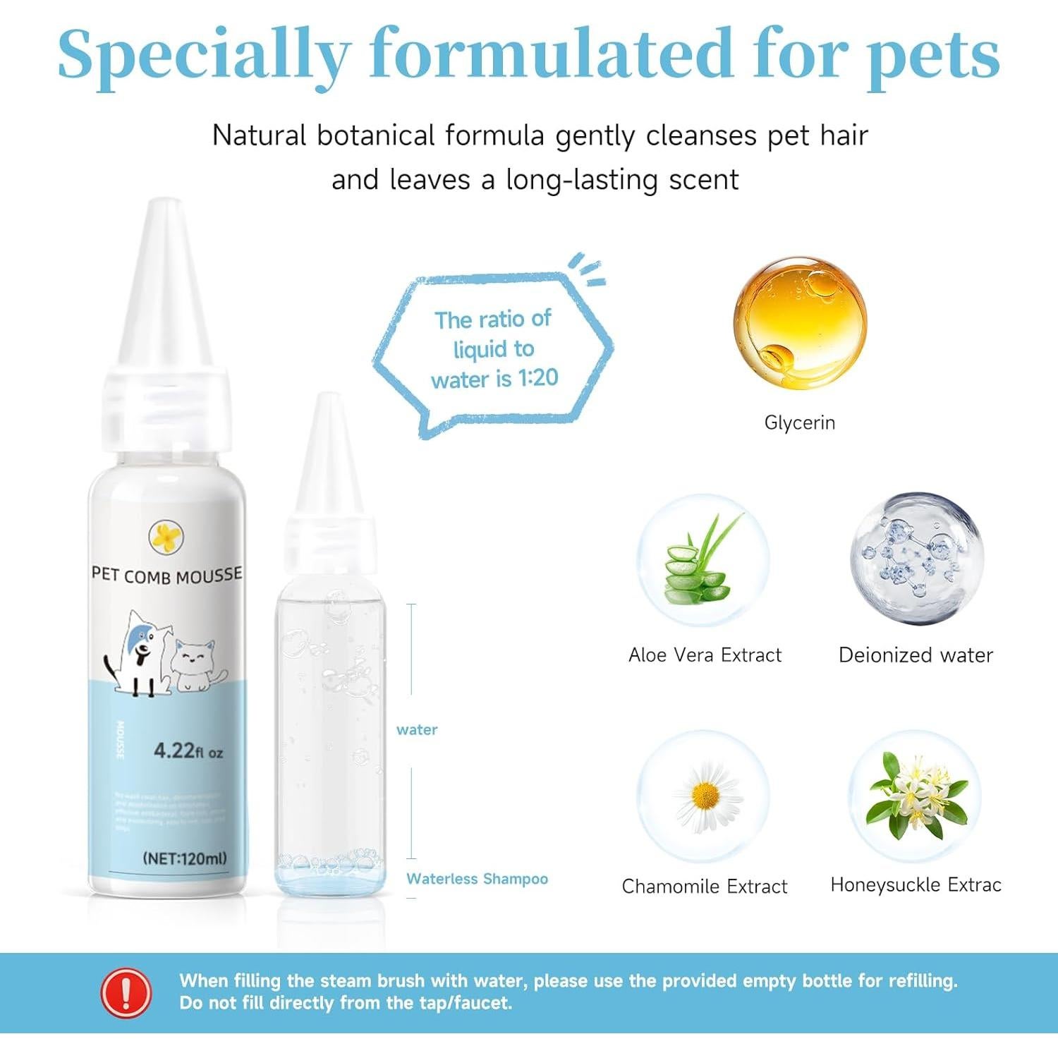 Cepillo de Vapor 3 en 1 VVWVVW para Perros y Gatos