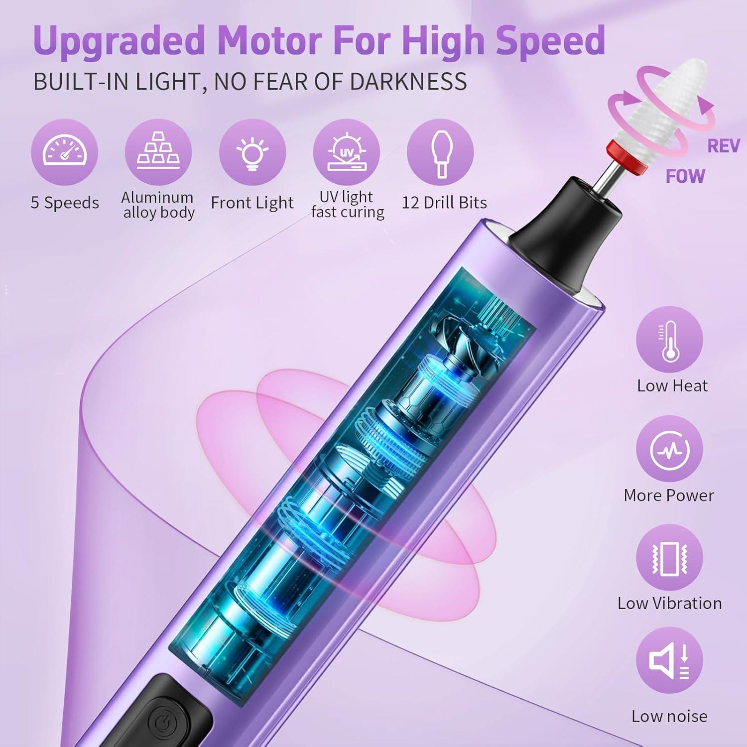 Lijadora de Uñas Eléctrica Inalámbrica YLYYCC con Lámpara UV