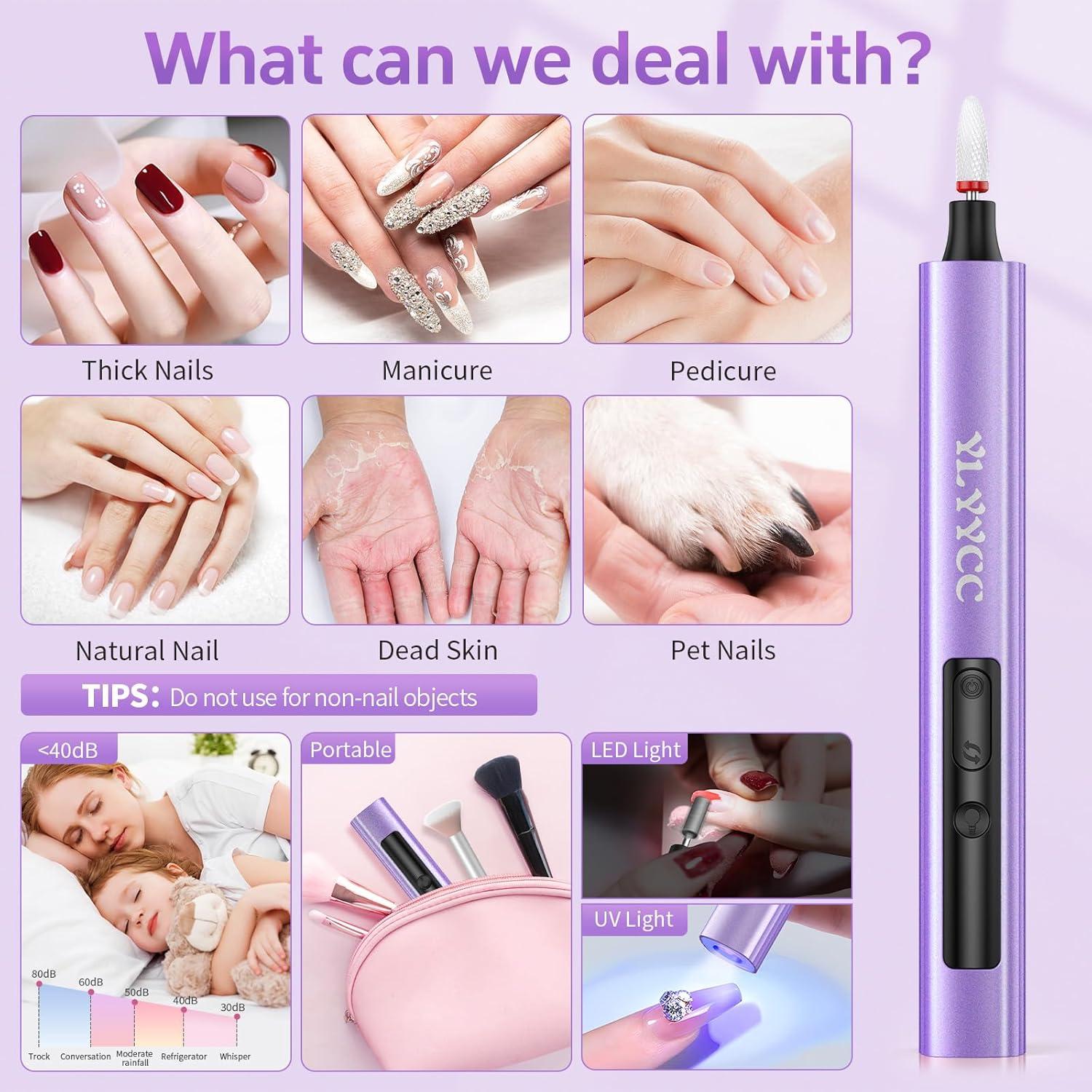 Lijadora de Uñas Eléctrica Inalámbrica YLYYCC con Lámpara UV