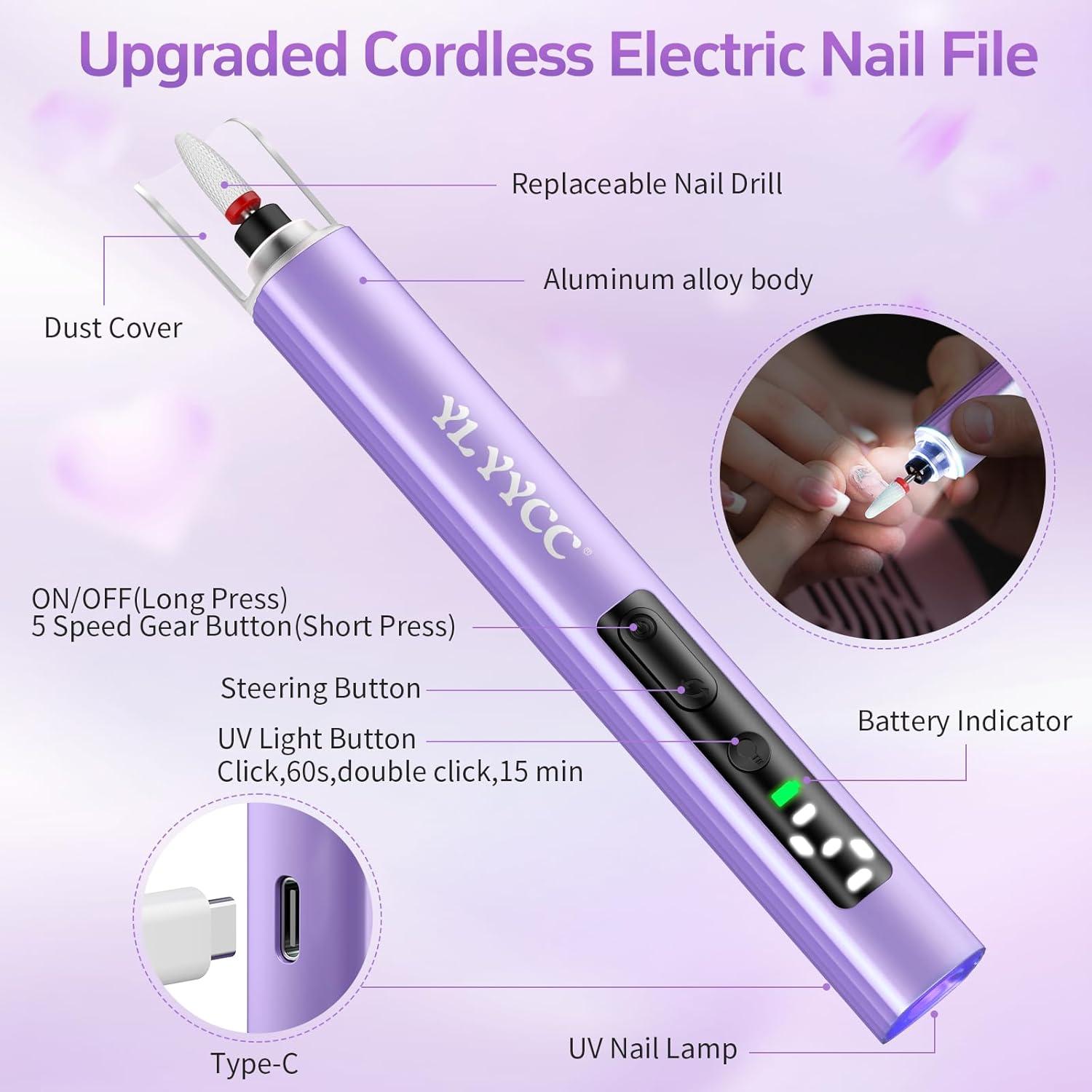 Lijadora de Uñas Eléctrica Inalámbrica YLYYCC con Lámpara UV