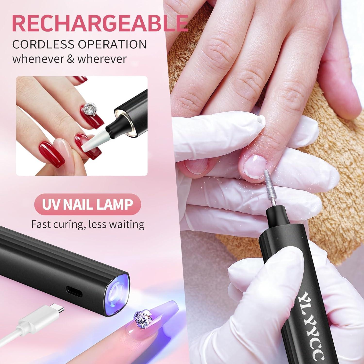 Fresadora de Uñas Inalámbrica YLYYCC con Lámpara UV 5 Velocidades