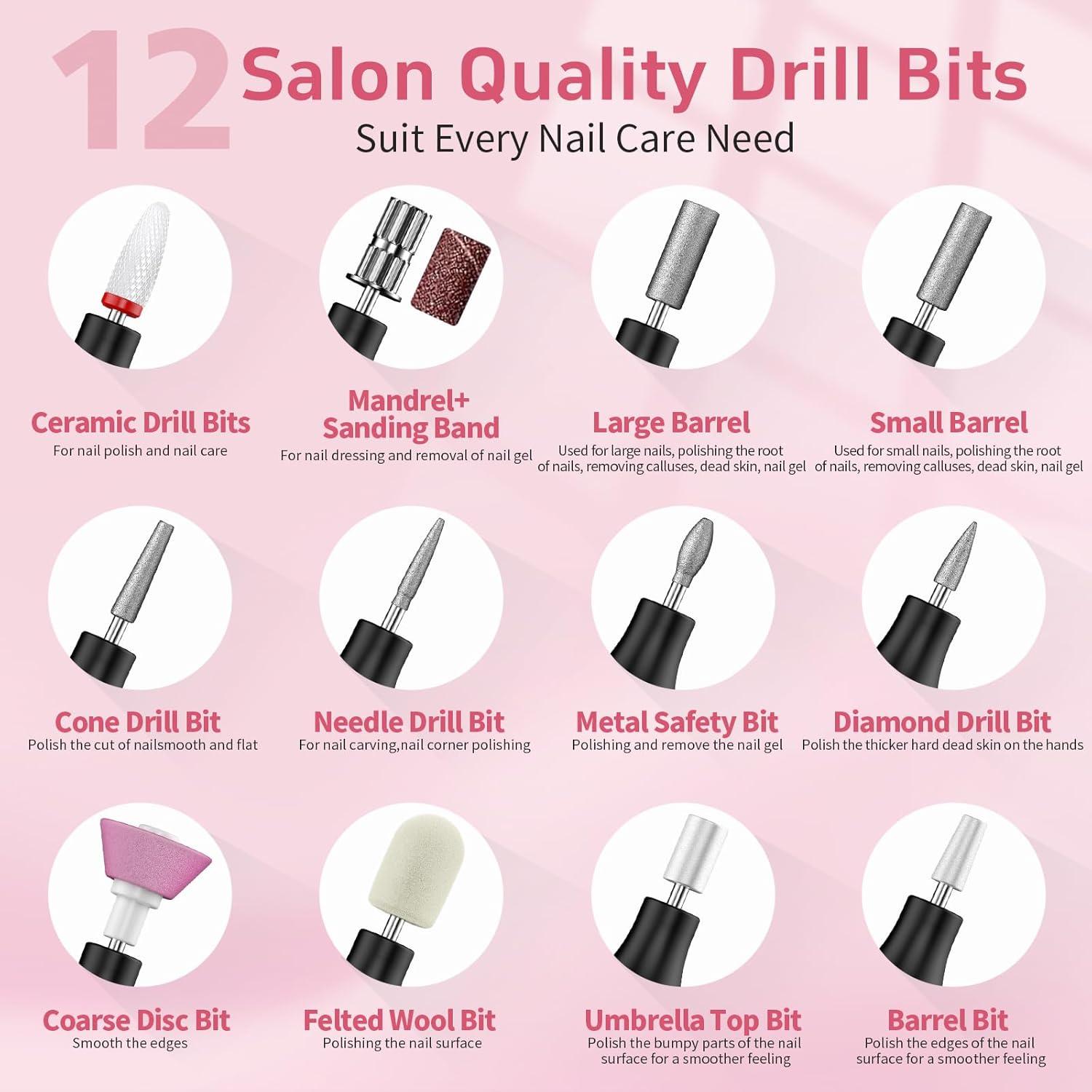 Fresadora de Uñas Inalámbrica YLYYCC con Lámpara UV 5 Velocidades