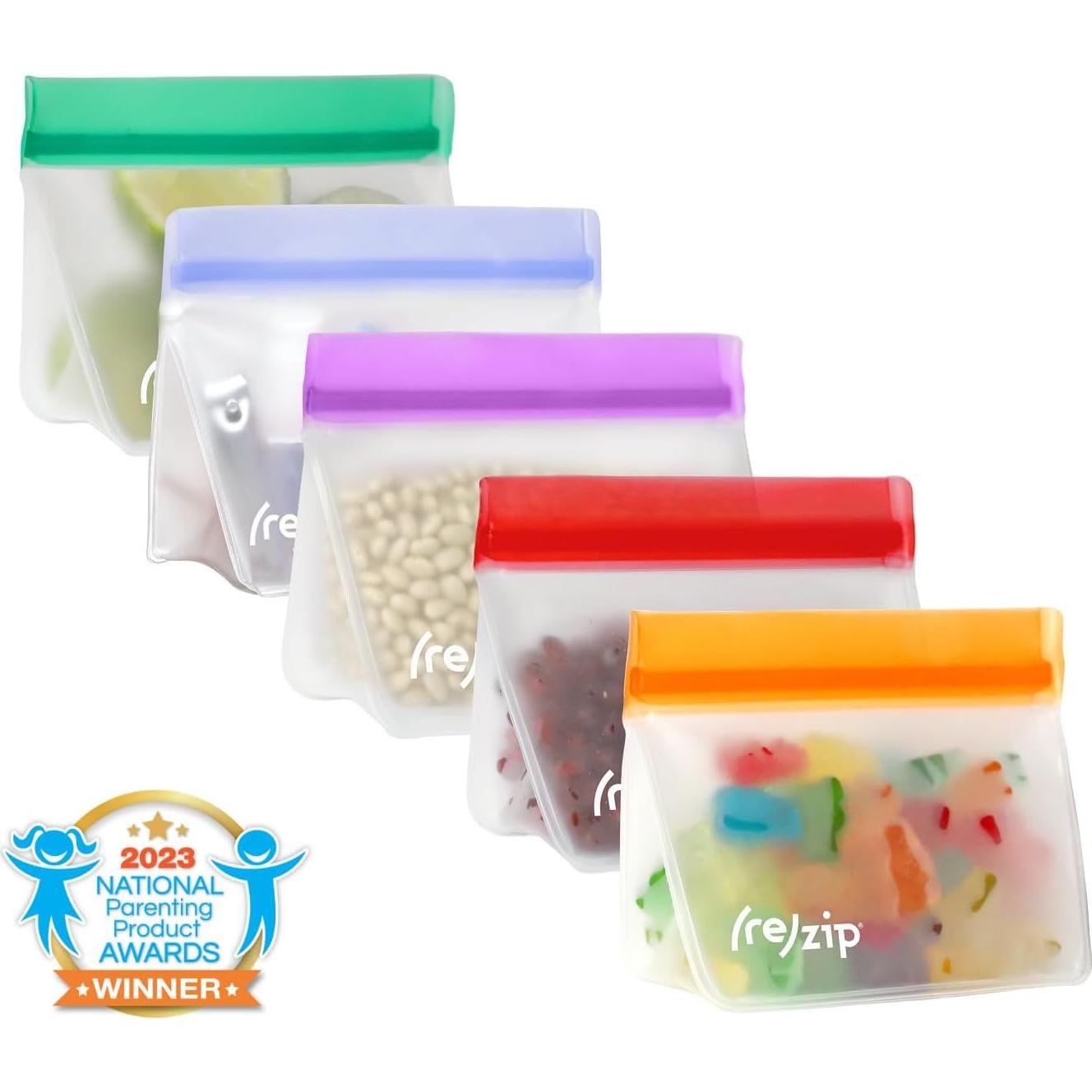 Bolsas Reutilizables de Pie re)zip 5 Pack 1 Taza Sin BPA
